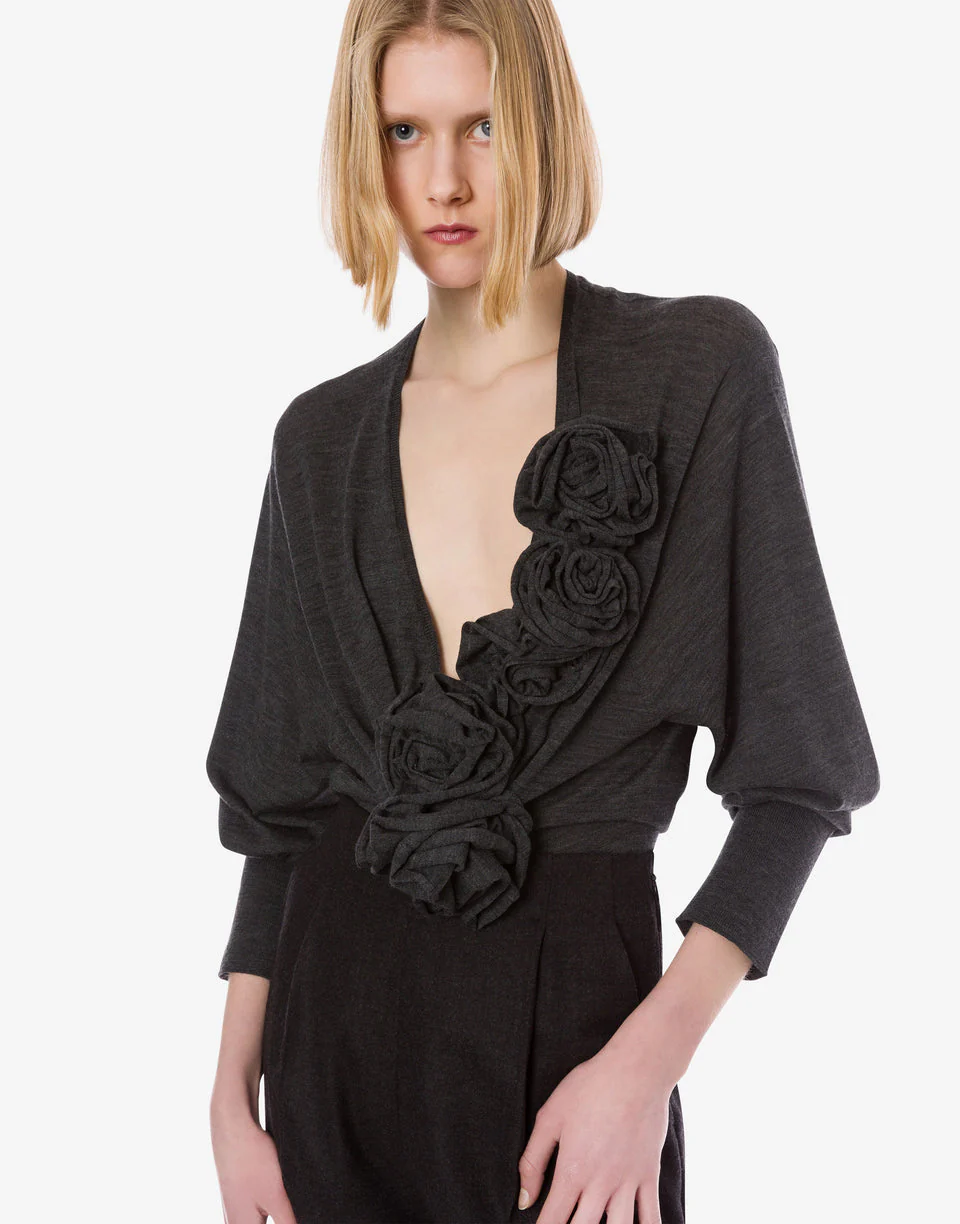 Pure merino wool sweater with floral embroidery - Image 4