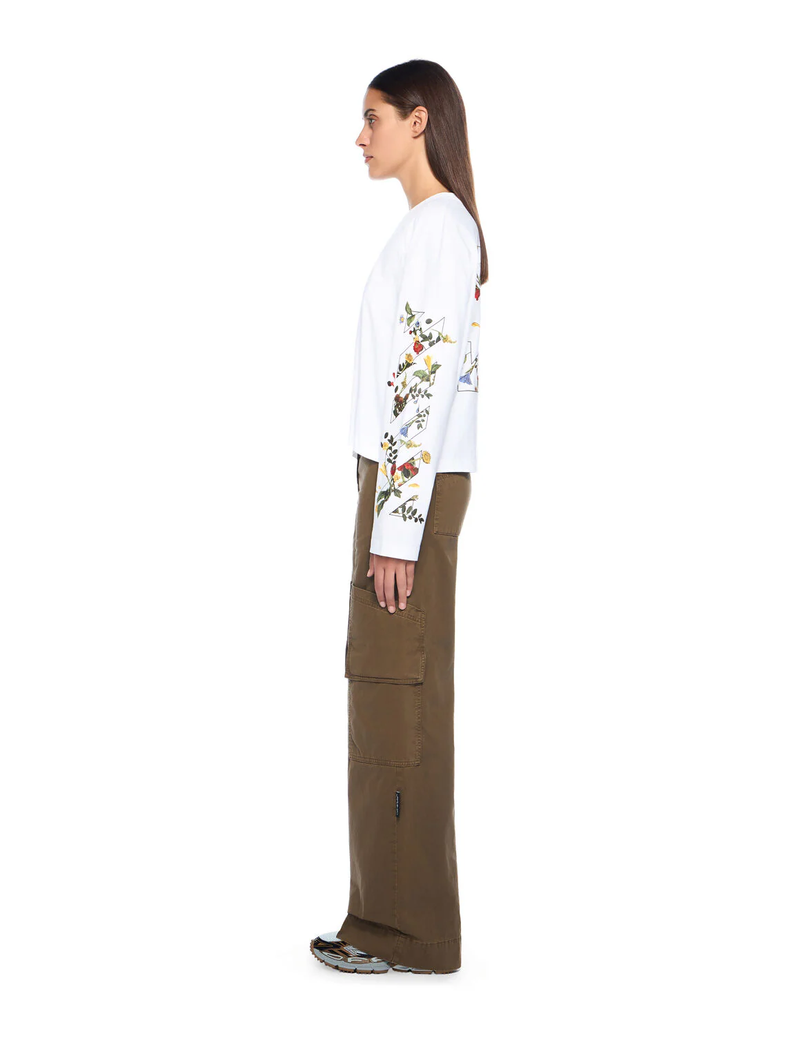 Embroidered flowers arrow long sleeve t-shirt - Image 3