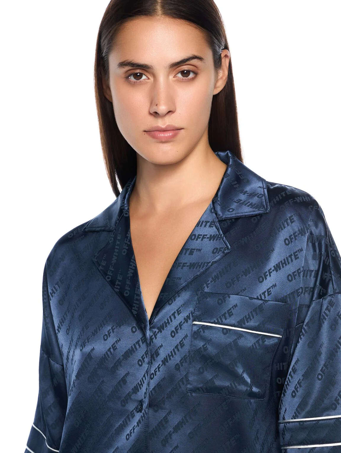 Jacquard satin pajama shirt - Image 5