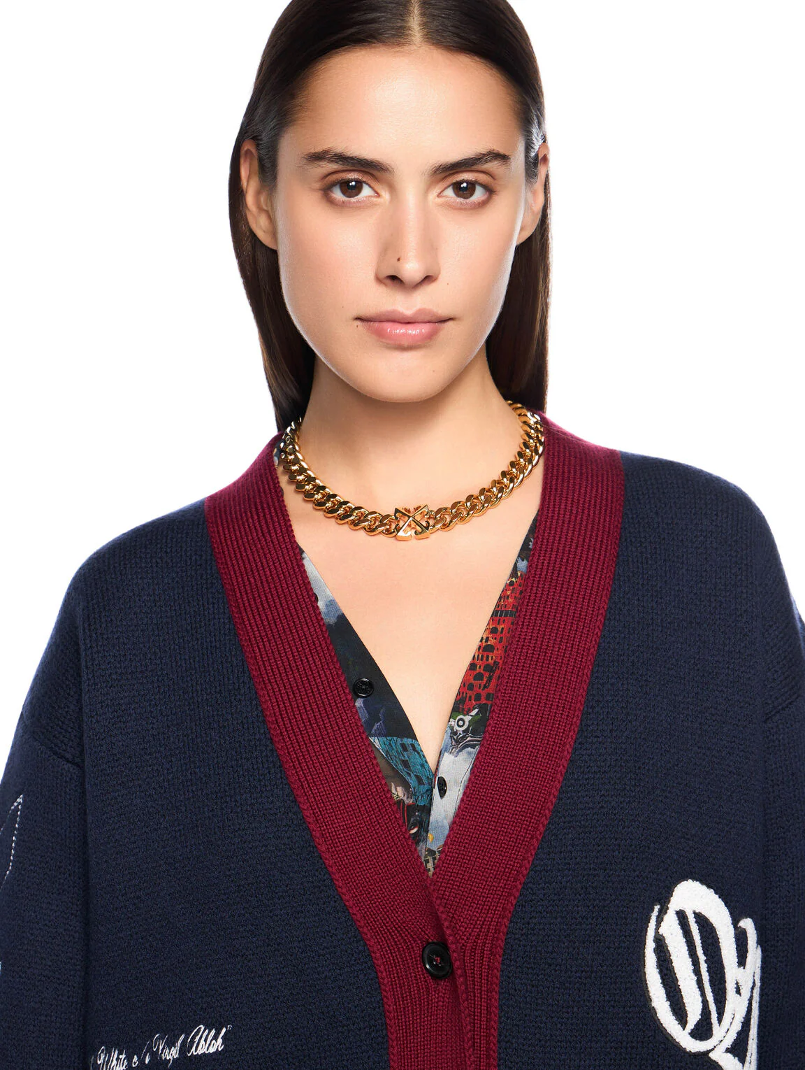 Jacquard knit varsity cardigan - Image 5