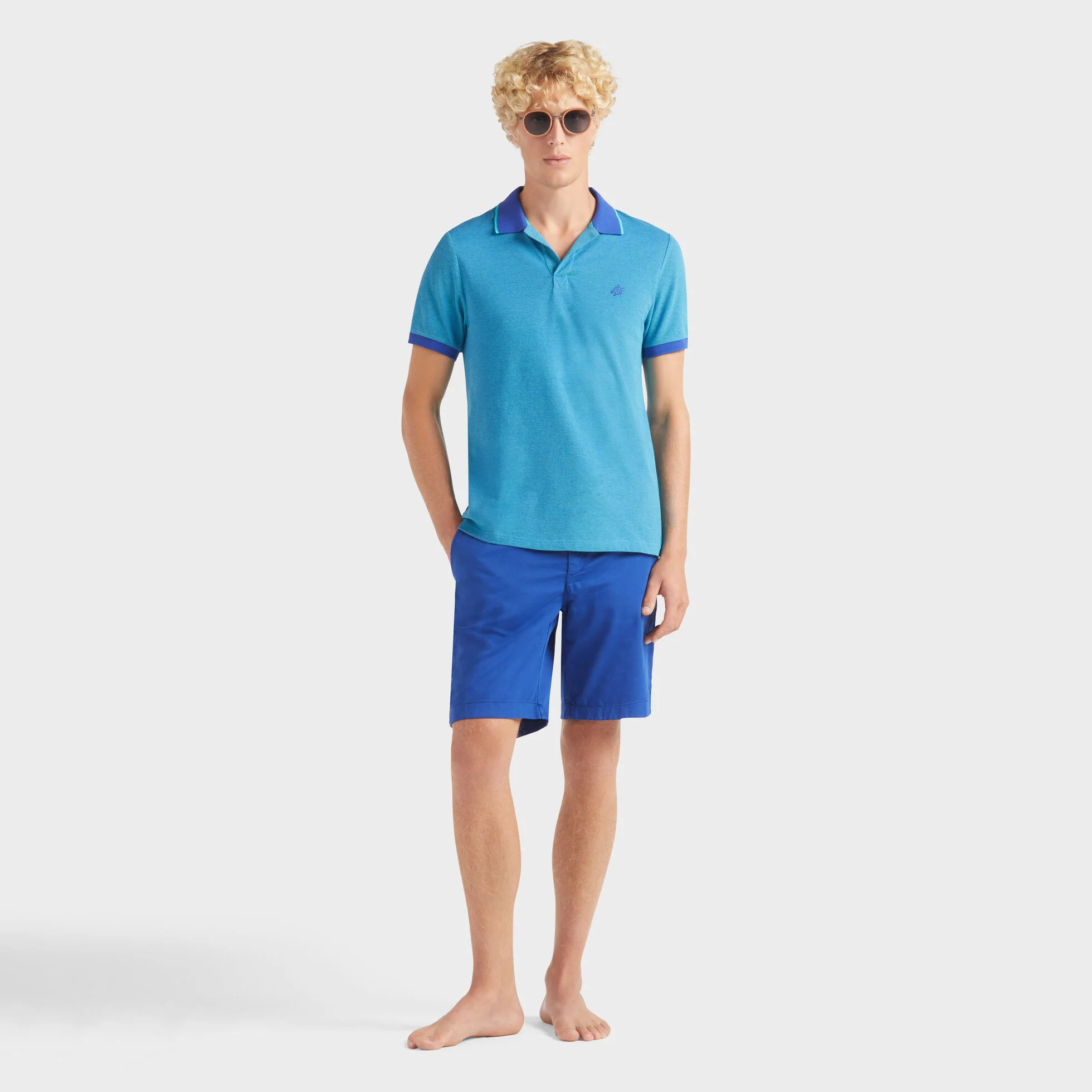 Men organic cotton polo shirt solid - Image 3